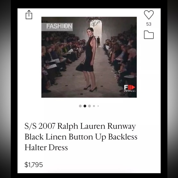Ralph Lauren Runway Black Linen Button Up Backless Halter Mini Dress Tuxedo 2007 - Picture 8 of 15